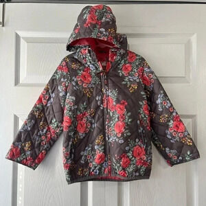 CARTER’S Kids Girl's M 5/6 Quilted Lightweight Lined Hooded Full Zip Jacket